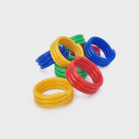 Poultry Spiral Leg Rings/Bands - Mixed Colours 20 Pack