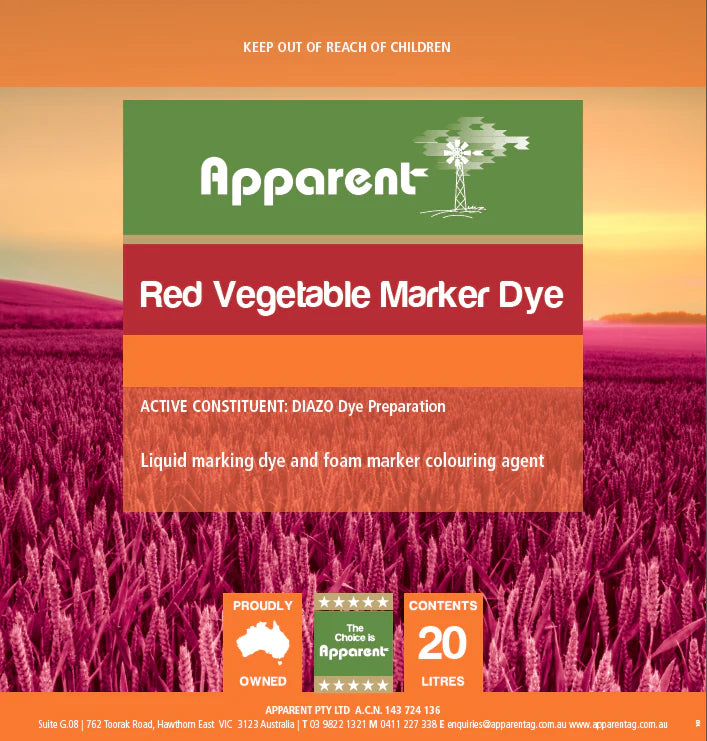 Apparent Red Vegetable Mark Dye 5 Litres