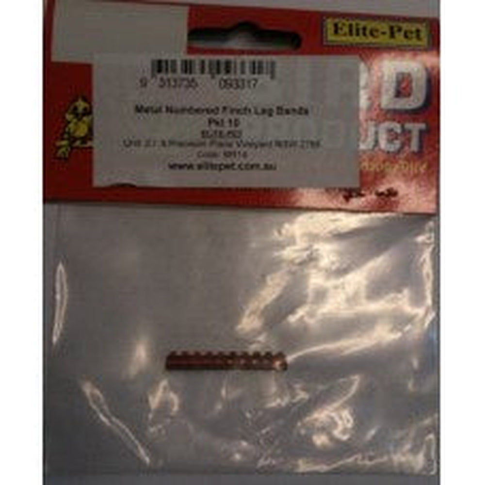 Metal Finch Leg Bands - 10 Pack Numbered