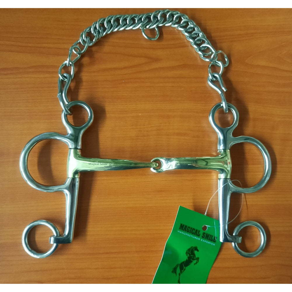 SS Joint Pelham with Curb Chain 4.5" Bit (short link on r/h)