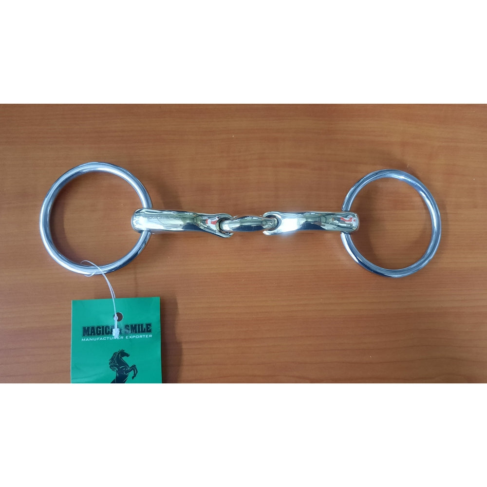 SS Oval Link Loose Ring Curved Snaffle Bit 4.5"