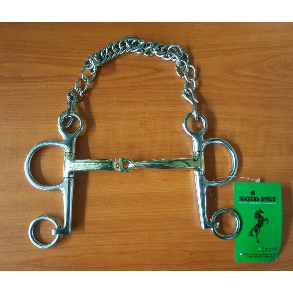 SS Joint Pelham with Curb Chain 4.5" Bit (short link on l/h)