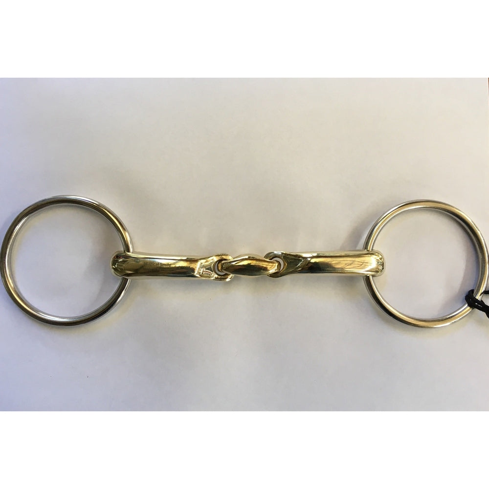 SS Oval Link Loose Ring  Curved Snaffle Bit 5.5"