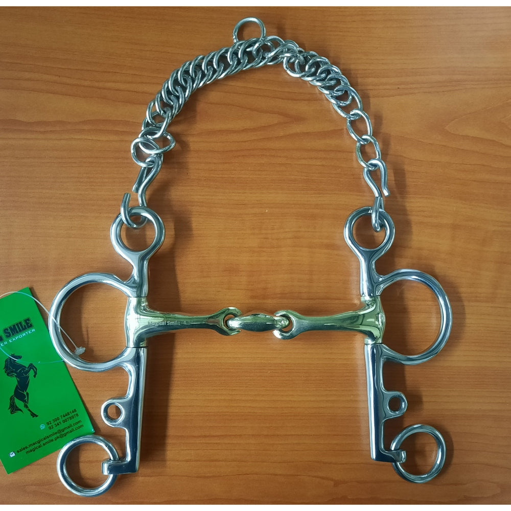 SS Oval Link Pelham with Curb Chain 4.5" Bit