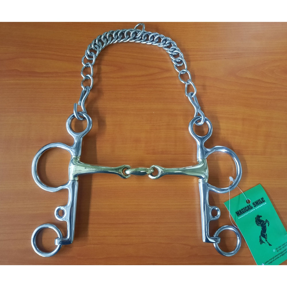 SS Oval Link Pelham with Curb Chain 5" Bit