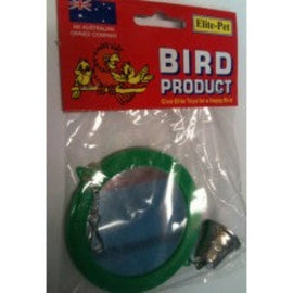 Round Mirror W/Bell Large Bird Toy