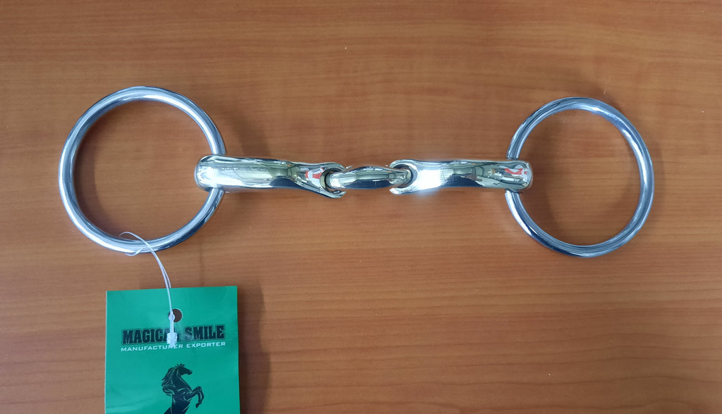 SS Oval Link Loose Ring  Curved Snaffle Bit 4.5"