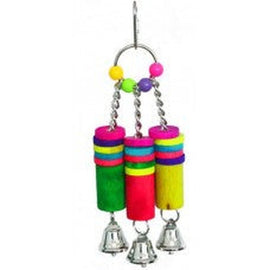 Hanging Wood Blocks With Bells Bird Toy