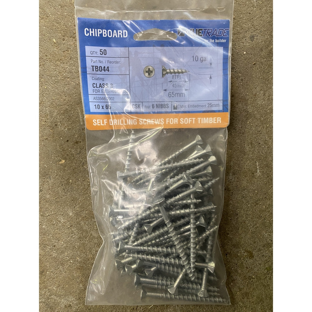 Chipboard Screws Class3 10G - 8x65 Bag of 50