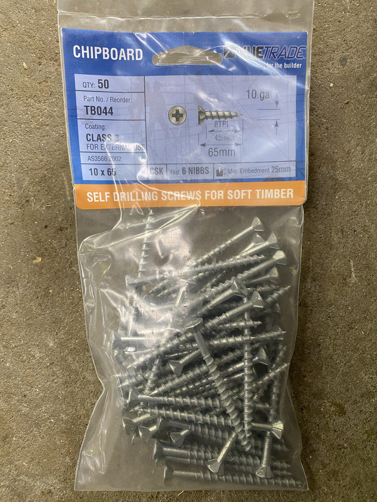Chipboard Screws Class3 10G - 8x65 Bag of 50