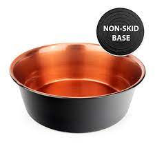 Dog Bowl Stainless Steel Non-Skid - Black & Copper